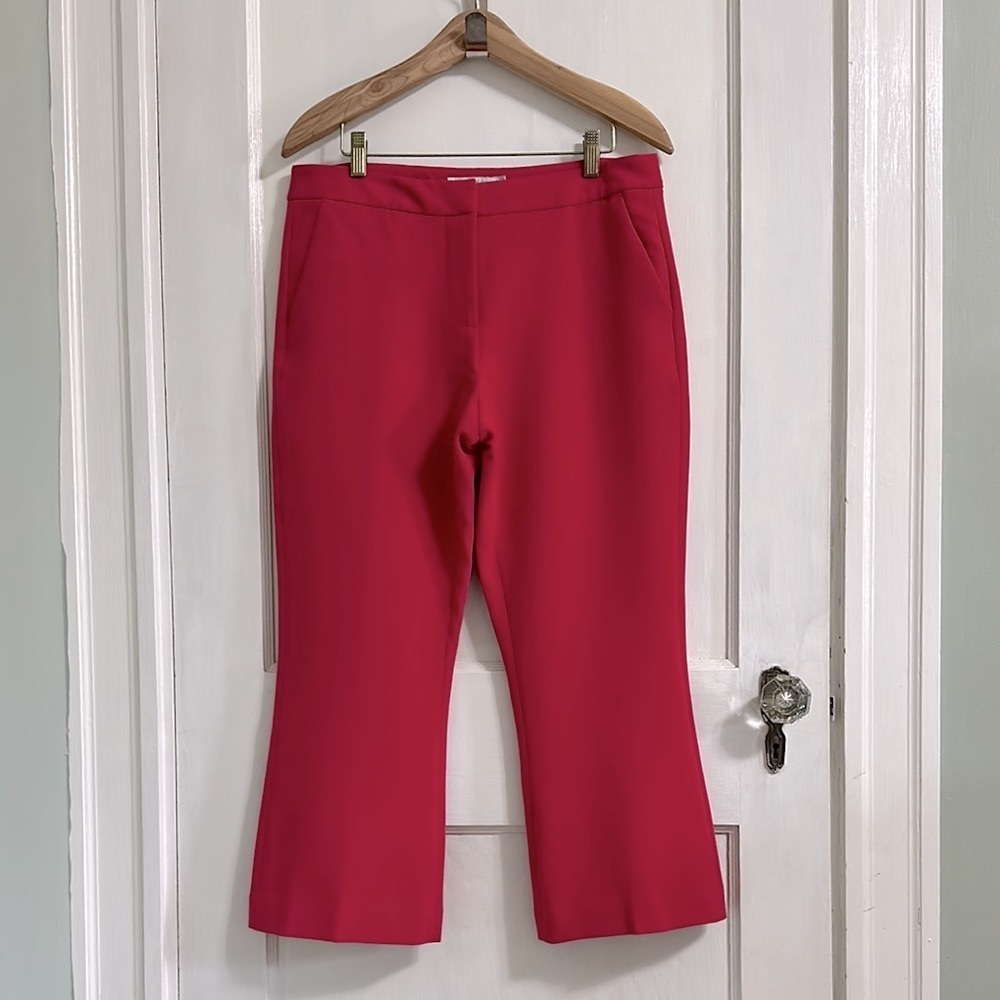 Boden Rose Red Crop Flare Trousers
